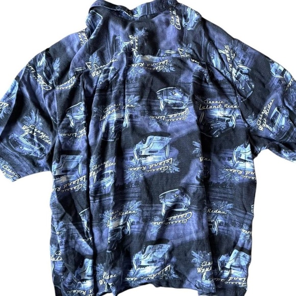 Blue Hawaiian shirt with car print hawaiian #Hawaiian #VintageCars #Surf - Picture 2 of 6